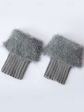 levne Dámské ponožky-Dámské manžety na boty z umělé kožešiny, nastavitelný akrylový úplet s plyšovými detaily, vánoční sváteční doplněk k obuvi v několika barvách