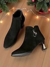 Botines de ante rojo para mujer con cremallera y tacón metálico: elegantes y con estilo, perfectos para Navidad, fiestas y uso diario. abordables Zapatos de Navidad para Mujeres-Botines de ante rojo para mujer con cremallera y tacón metálico: elegantes y con estilo, perfectos para Navidad, fiestas y uso diario.