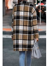 ieftine 3D palto-Pentru femei Palton de iarnă Jachete Iarnă Comfortabil Respirabil Buzunar Imprimeu Casual Plisat Vacanță Stradă Casual Purtare Zilnică Cu Un Nasture Lung Răsfrânt Fit regulat Manșon Lung Îmbrăcăminte