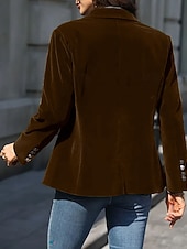 نسائي سترة بليزرات مخملية مريح Buttons موضة سهل رسمي الأماكن المفتوحة عادية طوي عادي كم طويل ملابس خارجية أسود أحمر أزرق الخريف الشتاء رخيصةأون بليزر وبدلات-نسائي سترة بليزرات مخملية مريح Buttons موضة سهل رسمي الأماكن المفتوحة عادية طوي عادي كم طويل ملابس خارجية أسود أحمر أزرق الخريف الشتاء