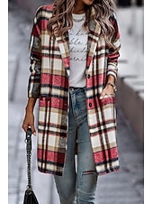 ieftine 3D palto-Pentru femei Palton de iarnă Jachete Iarnă Comfortabil Respirabil Buzunar Imprimeu Casual Plisat Vacanță Stradă Casual Purtare Zilnică Cu Un Nasture Lung Răsfrânt Fit regulat Manșon Lung Îmbrăcăminte