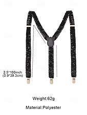 cheap Men's Belts-Men's Christmas Sequin Suspenders – Polyester Material, Festive Sparkling Design, Available in Multiple Colors, Perfect for Holiday Parties and Christmas Events