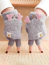 お買い得  レディース手袋-女性用クリスマスギフトの豪華な手袋、マルチカラー、ふわふわの柔らかい素材、トナカイの角のデザイン、毎日の通勤や休日のお祝いに最適