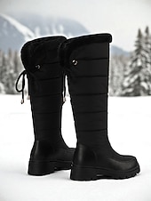 abordables Bottes de neige et d'hiver-Bottes d'hiver blanches imperméables pour femmes, montantes jusqu'aux genoux – bottes de neige chaudes et rembourrées pour le froid, les activités de plein air et le style décontracté