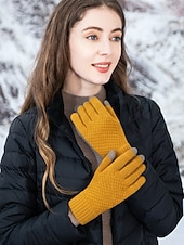 economico Guanti da donna-Guanti invernali termici da donna con touchscreen, guanti caldi in maglia foderati in pile per Natale, abbigliamento da esterno per il freddo e regali per le feste