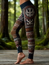 Χαμηλού Κόστους Τέχνη &amp; Σχεδίαση Εκτύπωση-Γυναικείες Leggings Viking Boho Vintage Εθνοτικής Στιλ Πλήρους Μήκους Ψηλή Μέση Γραφικά Αφηρημένα 3D Εκτύπωση Γρήγορης Στεγνώματος Αναπνευστικότητα Μαλακοί Ελαστικοί Επίσημες Διακοπές Κρασιού