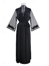 voordelige Valentijnsdag Slaap &amp; Lounge-Dames Gewaad Casual Comfortabel Heldere kleur Veters Huis Dagelijks Lange mouw V-hals Zwart Wit Wijn Zomer Lente Herfst Normale pasvorm