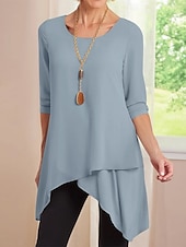 tanie gładka koszulka-Damskie Bluzka Falbana Jednokolorowe Elegancki Codzienny Długi rękaw Półgolf Długie topy Codzienny Niebieski Czarny Khaki Wiosna Jesień