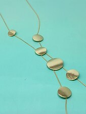 abordables Collier pour femme-Collier long à pendentif disque géométrique pour femme – bijou minimaliste moderne à superposer pour soirées élégantes, événements formels et mode quotidienne