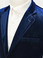 abordables Blazer-Blazer en velours pour homme, col cranté, style classique et décontracté, couleur unie, bordeaux, bleu, vert, coupe ajustée, simple boutonnage, deux boutons.