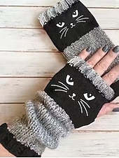 Недорогие Перчатки-Жен. 1 пара Без пальцев / Вязаные перчатки Уличный стиль / На открытом воздухе Перчатки - С принтом С принтом