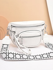 economico Borse a Tracolla-Borsa a tracolla da donna in similpelle bordeaux con tasche multiple con cerniera, tracolla larga e finiture argentate, elegante borsa da viaggio a mani libere per l'uso quotidiano e per gli outfit delle vacanze natalizie