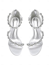 Χαμηλού Κόστους Παράνυμφος-Σανδάλια για παράνυμφους σε σχήμα σαμπάνιας με χαμηλό τακούνι, κρυστάλλινα φλοράλ λουράκια, κομψά και άνετα παπούτσια για γάμο