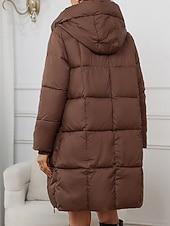 cheap Winter Coats-Women&#039;s Parka Comfortable Breathable Zipper Pocket Casual Plain Vacation Street Casual Daily Wear Zipper Long Hooded Regular Fit Long Sleeve Outerwear Black Red Khaki Spring Fall