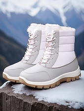 Botas de caminhada de inverno femininas vermelhas com pele sintética – botas de neve duráveis e impermeáveis com blocos de cores para aventuras na neve, perfeitas para viagens de férias baratos Sapatos de Natal Femininos-Botas de caminhada de inverno femininas vermelhas com pele sintética – botas de neve duráveis e impermeáveis com blocos de cores para aventuras na neve, perfeitas para viagens de férias
