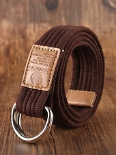 economico Cinture da uomo-cintura natalizia in tela da uomo – cintura regolabile in tessuto di cotone con cinturino in pelle e fibbia ad anello in metallo – disponibile in rosso, blu navy, nero e altri colori – elegante accessorio natalizio per uomo