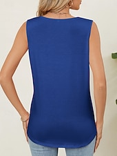 economico Serbatoio Semplice-Per donna Canotta Tinta unica Elegante Casual Senza Maniche Girocollo Top Regolari Quotidiano Blu Nero Bianco Rosa Vino Estate