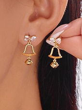 halpa Naisten korvakoru-Naisten jouluiset rusettikorvakorut kimaltelevalla punaisella viimeistelyllä, juhlava lomakoru joulujuhliin, lahjaidea