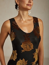  Γυναικεία Μακρύ φόρεμα Φόρεμα σε ευθεία γραμμή Φόρεμα τρομπέτα γοργόνα Φόρεμα σε γραμμή Α Κομψό Επίσημο κοκτέιλ Βραδινό Πάρτυ Πάρτι Επισκέπτης γάμου Κανονικό Φλοράλ Αμάνικο Στρογγυλή Ψηλή Λαιμόκοψη