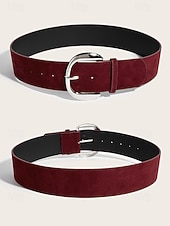 abordables Ceinture pour femme-Ceinture de Noël en similicuir pour femme, design large et élégant avec boucle en métal, disponible en plusieurs couleurs, parfaite pour les fêtes de fin d'année et les tenues d'hiver