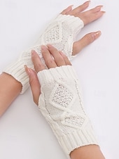 preiswerte Weihnachtsaccessoires-Gestrickte fingerlose Handschuhe für Damen, kuschelige Winter-Handwärmer mit Zopfmuster, stylische Weihnachtsgeschenk-Accessoires für Damen
