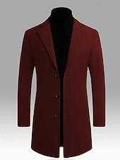 levne Pánský trenčkot-Pánské Kabát Trenčkot Dlouhý trenčkot Dovolená Denní Podzim Zima Polyester Větruvzdorné Zahřívací Svrchní oděvy Oblečení Módní Klasické Bez vzoru Kapsy Klopa Jednořadové sako s jedním knoflíkem