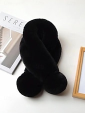 preiswerte Schals für Damen-Weihnachtsschal aus Kaninchenfellimitat für Damen mit Bommeln, weiches und kuscheliges Winteraccessoire für Feiertagspartys und als Geschenk