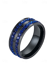 halpa Miesten korut-Miesten jouluinen titaaniterässormus punaisilla ja sinisillä kristallikivillä, useita värejä, täydellinen juhlamuotiin ja lahjaksi
