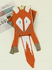 abordables Foulards pour femmes-Écharpe en tricot de renard pour femme, cache-cou d'hiver en forme d'animal mignon, châle de dessin animé doux et coloré pour vêtements décontractés, cadeaux d'extérieur et de vacances