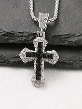 Недорогие Мужские украшения-Мужское рождественское ожерелье-крест из сплава, разноцветное, с искрящимся кристаллом, стильный аксессуар для праздничных вечеринок и повседневной носки