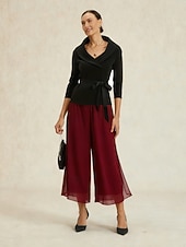 Недорогие женские классические брюки-Жен. Нахальный Отпуск Классика До щиколотки Нормальная Эластичная талия Стильные Мода Эластичная Офис Официальные На каждый день Винный Лето Весна Осень