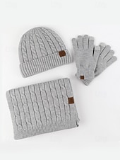 economico Cappelli da donna-Set unisex di cappello, sciarpa e guanti natalizi con guanti touchscreen, vari colori, perfetto per la moda invernale e come regalo per le feste