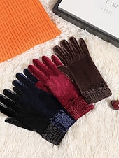 levne Vánoční doplňky-Dámské vánoční sametové rukavice – silné a teplé, měkké na dotek, ideální jako vánoční dárky a zimní módní doplňky