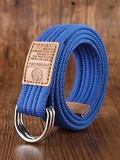 economico Cinture da uomo-cintura natalizia in tela da uomo – cintura regolabile in tessuto di cotone con cinturino in pelle e fibbia ad anello in metallo – disponibile in rosso, blu navy, nero e altri colori – elegante accessorio natalizio per uomo