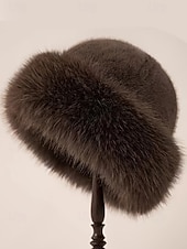 Damskie zimowe berety ze sztucznego futra, miękkie, puszyste i ciepłe czapki w stylu vintage, eleganckie, wielokolorowe czapki na świąteczne stylizacje i na zimną pogodę tanie Kapelusze damskie-Damskie zimowe berety ze sztucznego futra, miękkie, puszyste i ciepłe czapki w stylu vintage, eleganckie, wielokolorowe czapki na świąteczne stylizacje i na zimną pogodę