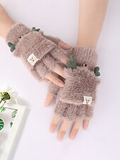お買い得  レディース手袋-女性用クリスマスギフトの豪華な手袋、マルチカラー、ふわふわの柔らかい素材、トナカイの角のデザイン、毎日の通勤や休日のお祝いに最適