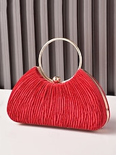 tanie Torby i torebki-Damska aksamitna torebka na imprezę świąteczną – elegancka wieczorowa torebka w kolorze czerwonym, niebieskim, czarnym i różowym ze złotym uchwytem – świąteczna kopertówka dla kobiet – szykowny dodatek na święta Bożego Narodzenia