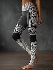 economico stampa vichinga-Leggings Boho Viking da donna Stile etnico vintage a vita alta a lunghezza intera Stampa 3D astratta di animali grafica ad asciugatura rapida traspirabilità morbida elastica formale all'aperto