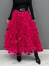 preiswerte Partykleider-Damen Elegant Vintage Mode Midi Mittlere Taille Röcke Tupfen Einfach Patchwork Blume Geschichtet Unelastisch Täglich Straße Amethyst Aprikose Schwarz Rote Herbst