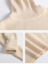 voordelige Tops-Dames Thermisch ondergoed Casual Comfortabel Heldere kleur Huis Dagelijks Lange mouw Coltrui Zwart Wit Geel Kameel Khaki Lente Herfst Winter Normale pasvorm