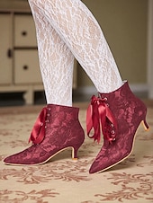 Χαμηλού Κόστους Μητέρα της Νύφης/του Γαμπρού-Γυναικεία πράσινα μποτάκια με κορδόνια και σατέν κορδέλα και τακούνι kitten - vintage μπότες σε βικτοριανό στιλ για γυναίκες, ιδανικές για γάμους, πάρτι gatsby &amp;επίσημες εκδηλώσεις