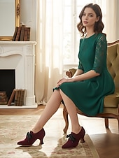 abordables Années 1920-Escarpins en daim vert pour femme avec nœud en ruban noir, bout pointu élégant, style vintage années 1920, parfaits pour les événements formels, les dîners et les mariages.