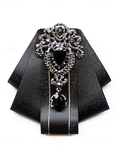 levne Pánské kravaty a motýlky-Pánský vánoční motýlek s diamantovým akcentem - elegantní saténová stuha s černým drahokamem pro formální sváteční příležitosti, k dispozici v několika barvách