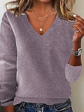 halpa Kiinteät värit-Naisten Neulos Pusero Päivittäin Tyylikäs Vapaa-aika Yhtenäinen väri Joustin V kaula-aukko Kudottu Pitkähihainen Tavalliset topit Neuloa Päivittäin Pyhäpäivä Bile Musta Valkoinen Syksy Talvi