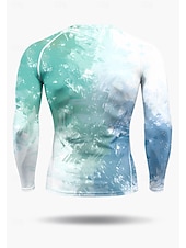 cheap Running Tee &amp; Tank Tops-Men's Color Gradient Abstract Compression Shirt Running Shirt Spring Fall 3D Print Long Sleeve Quick Dry Compression Power Flex Moisture Wicking Breathable Gym Workout Active Training Running