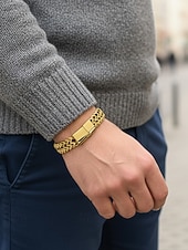 levne Pánské šperky-Pánský pletený řetízkový náramek z nerezové oceli s magnetickou sponou – moderní módní šperk pro běžné nošení, do práce i na párty