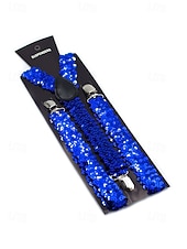 cheap Men's Belts-Men's Christmas Sequin Suspenders – Polyester Material, Festive Sparkling Design, Available in Multiple Colors, Perfect for Holiday Parties and Christmas Events