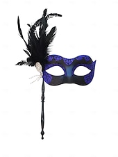 billige Maskerade Tilbehør-Håndholdt maskerademaske med grønn fjær for kvinner, strass og perledetaljer til julefest og Great Gatsby-ball &amp;karneval