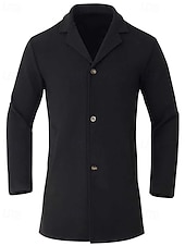 billige Trenchcoat for menn-Herre Ytterfrakk Trenchcoat Lang trenchcoat Feriereise Daglig Høst Vinter Polyester Vindtett Yttertøy Klær Mote Klassisk عادي Lomme Knaphul Enkeltkneppet
