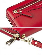 Χαμηλού Κόστους Πορτοφόλια-Γυναικείο χριστουγεννιάτικο πορτοφόλι μεγάλης χωρητικότητας, πολλαπλών χρωμάτων, από συνθετικό δέρμα με λεπτομέρεια φερμουάρ, κομψό και πρακτικό, ιδανικό για δώρο διακοπών και καθημερινή χρήση